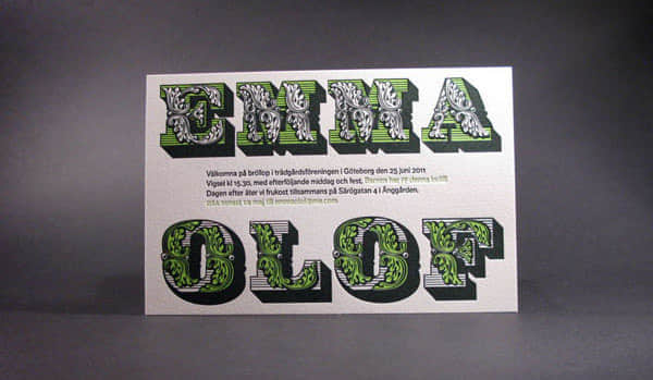 26 invitation cards unique green and black letterpress 30 Beautiful & Creative Invitation Card Designs