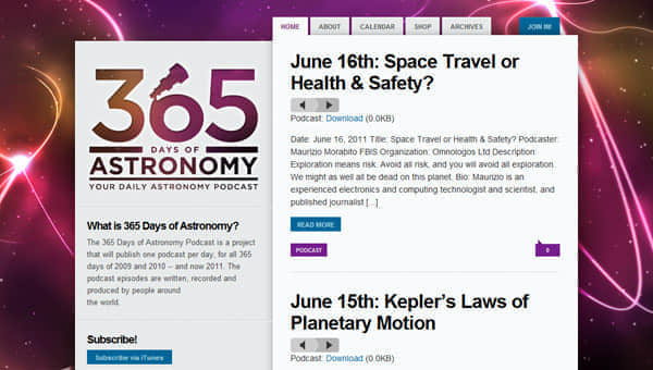 365 days of astronomy Showcase of Space Inspired Website Designs