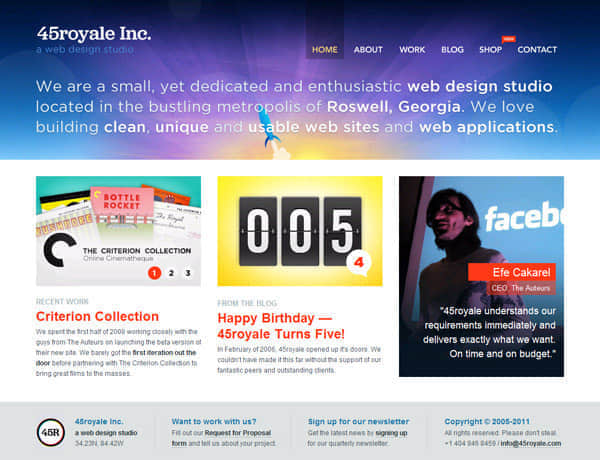 45royale inc Showcase of Space Inspired Website Designs