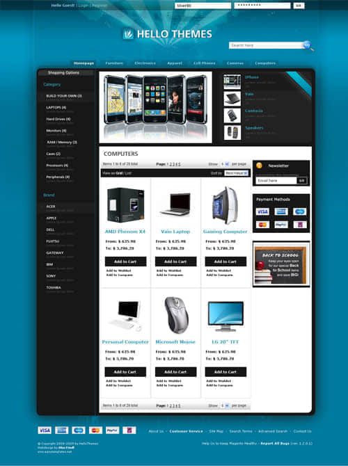 Shop Interface site design