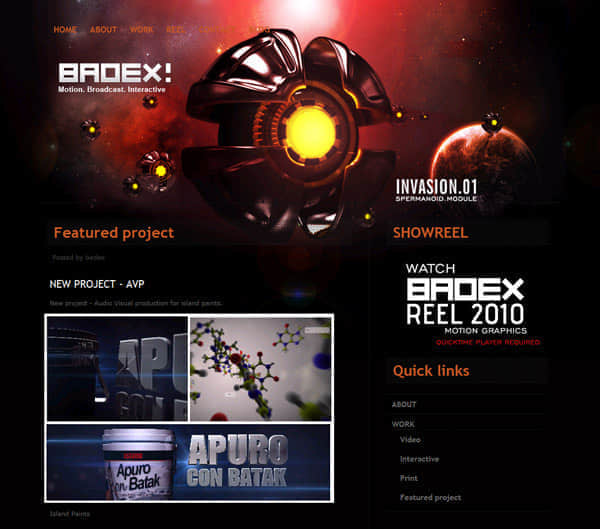 badex Showcase of Space Inspired Website Designs