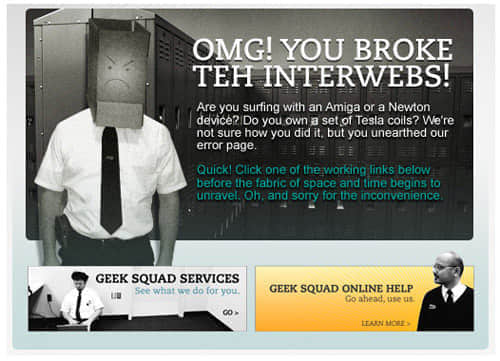 geeksquad 60 Really Cool and Creative Error 404 Pages