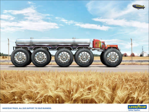 Goodyear truck. All our support yo your business Print Advertisement