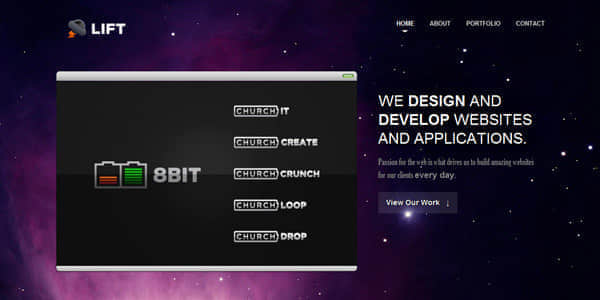lift Showcase of Space Inspired Website Designs