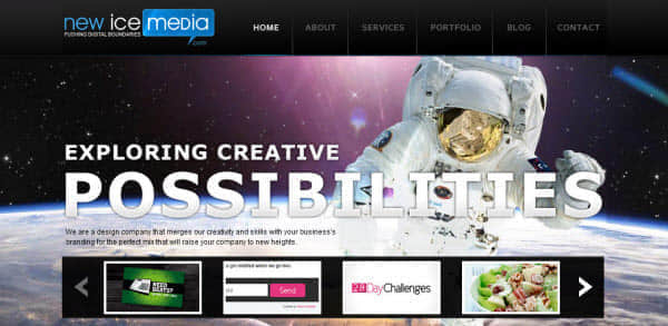 new ice media Showcase of Space Inspired Website Designs