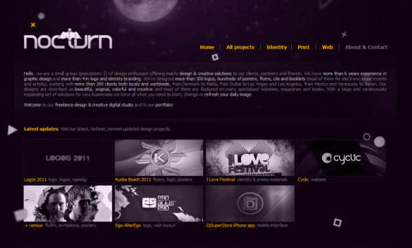 nocturn Showcase of Space Inspired Website Designs
