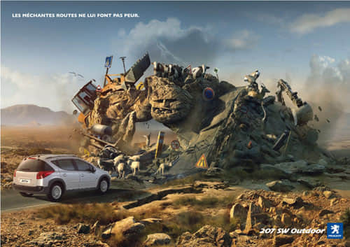 The bad roads don't scare him - Peugeot 206 Escapade Print Advertisement