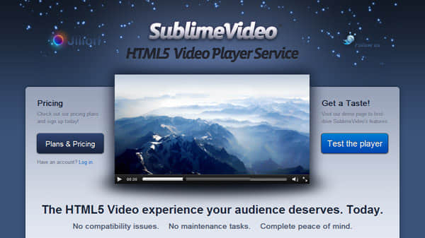 sublimevideo Showcase of Space Inspired Website Designs