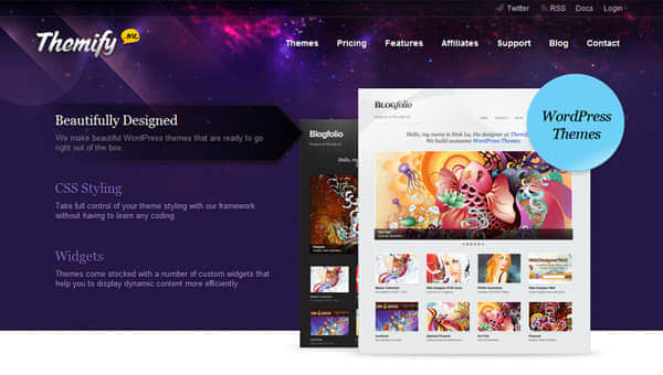 themify Showcase of Space Inspired Website Designs
