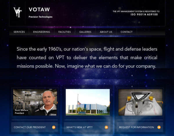 votaw precision technologies Showcase of Space Inspired Website Designs