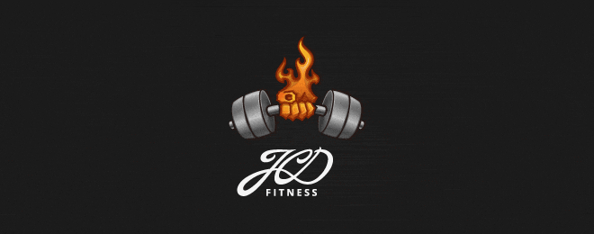30个杠铃健身标志logo设计