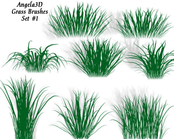 CG式简单的青草、草丛、草地photoshop笔刷素材