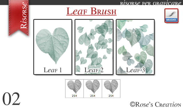 简单的叶子、绿叶、树叶photoshop笔刷素材