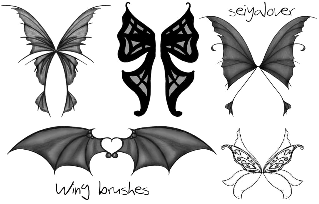 蝙蝠恶魔、精灵、妖精、仙女PS翅膀笔刷素材