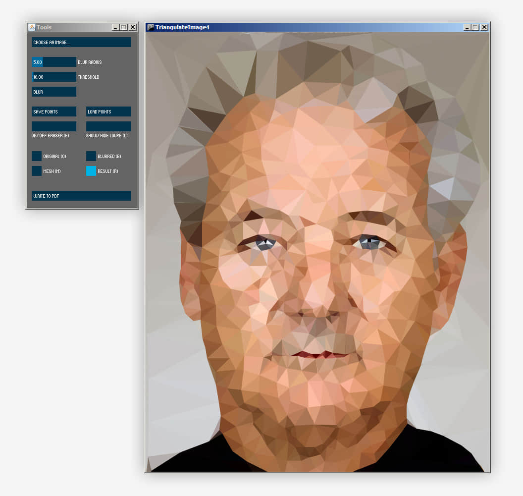 快速图片多边形化、像素色块化、晶格化效果软件：Image Triangulator辅助设计软件