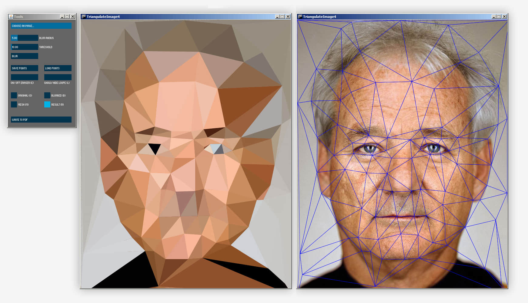 快速图片多边形化、像素色块化、晶格化效果软件：Image Triangulator辅助设计软件