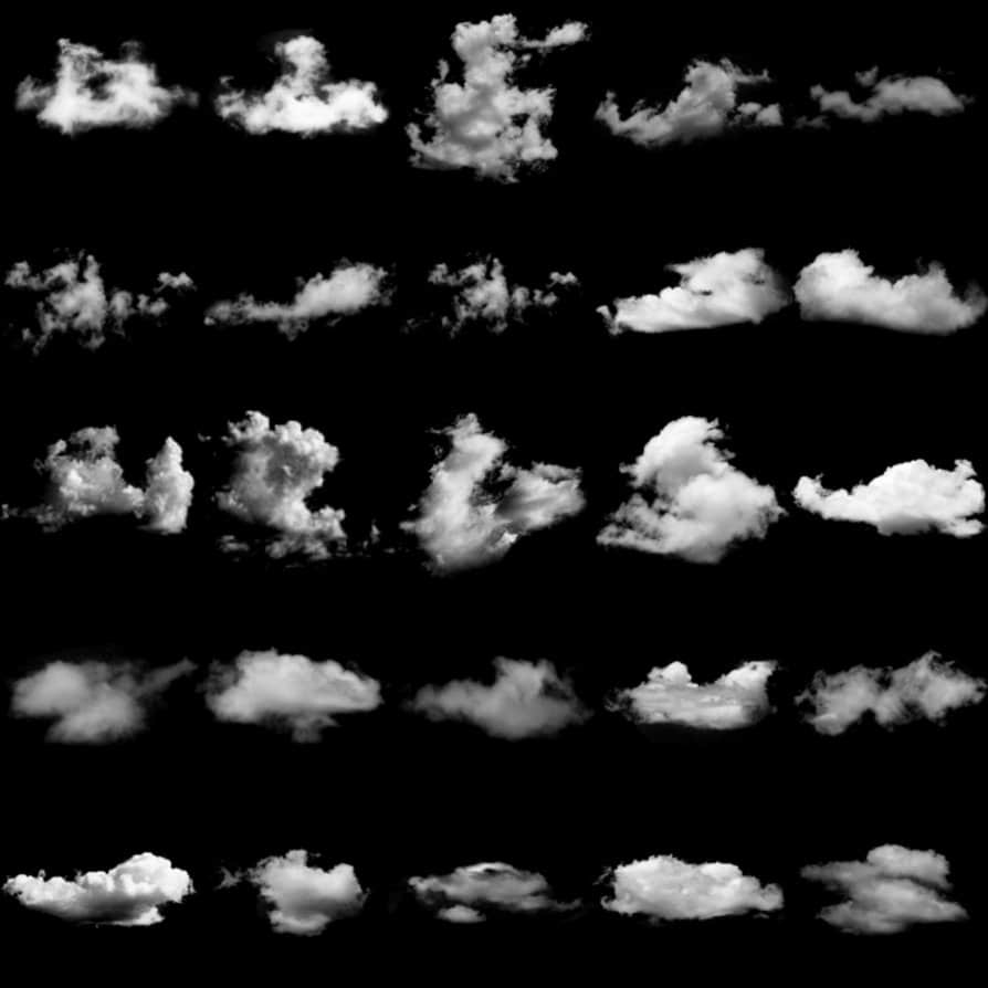25种真实白云 云彩 天空云朵效果photoshop笔刷素材下载 Ps笔刷吧 笔刷免费下载