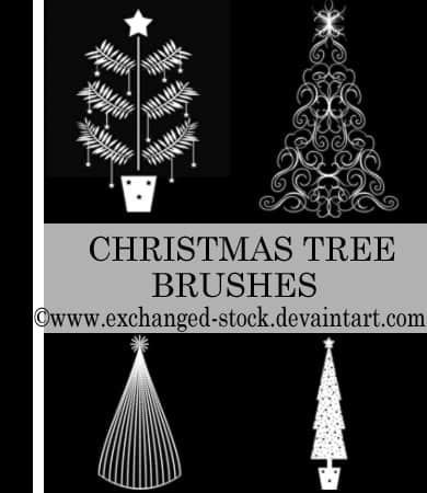 艺术圣诞树花纹图案Photoshop笔刷下载