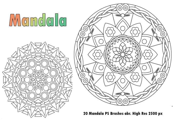 20种曼荼罗式花纹图案PS植物花纹印记笔刷