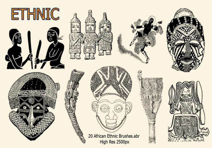 20种非洲原始部落装饰图腾ps笔刷下载