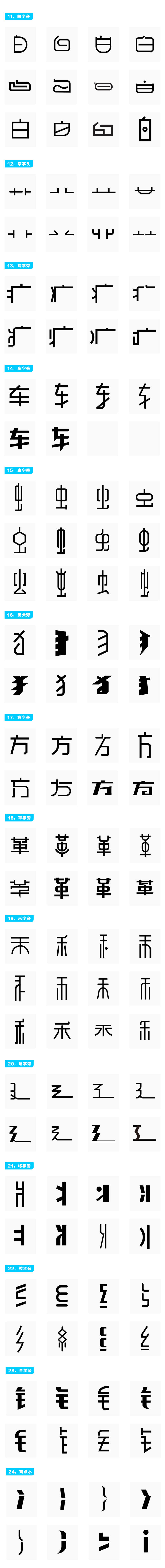 中文字体创作 常用偏旁部首设计范例之参考 Ps笔刷吧 笔刷免费下载