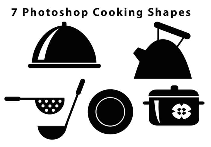 7种厨房元素Photoshop自定义形状素材