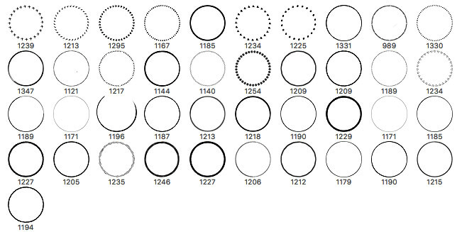 40种不同风格的圆圈造型PS笔刷素材