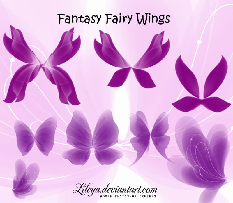 漂亮的花瓣翅膀、妖精翅膀、精灵的翅膀素材PS笔刷下载