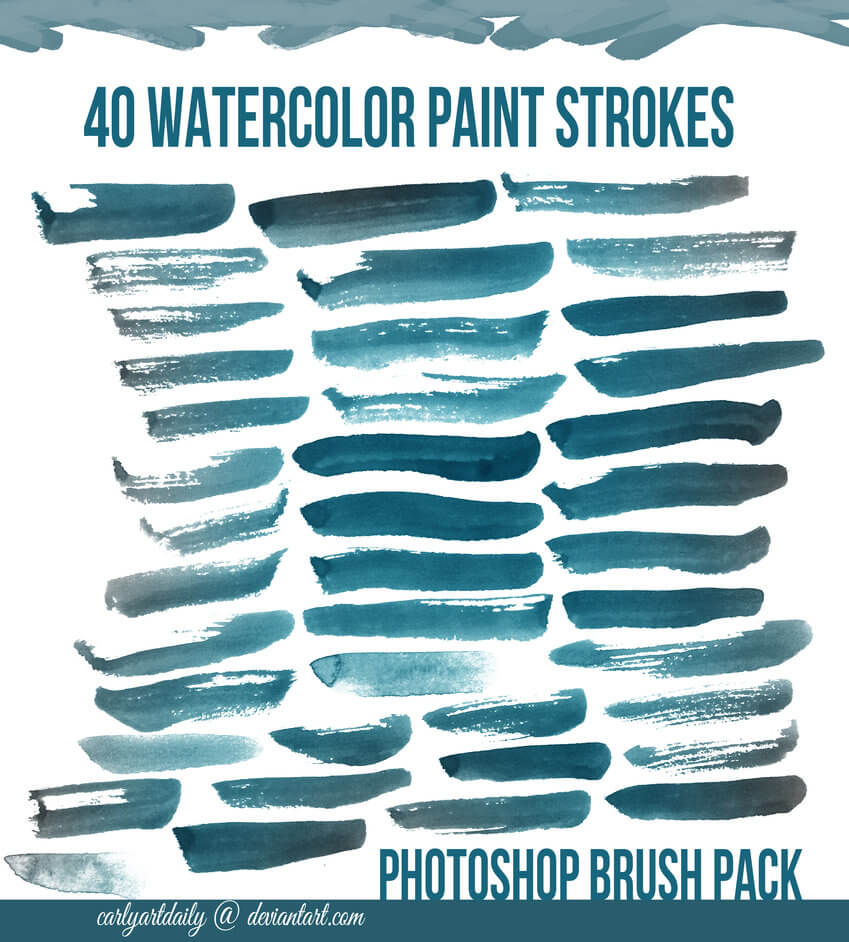 40种水彩画笔划痕效果photoshop水彩笔刷素材下载 Ps笔刷吧 笔刷免费下载