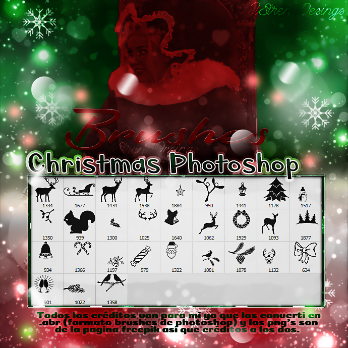 可爱的圣诞节麋鹿、圣诞树、圣诞老人、雪人等元素PS美图笔刷