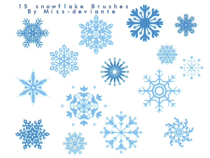 15种花式雪花图案、经典印花效果PS笔刷素材下载