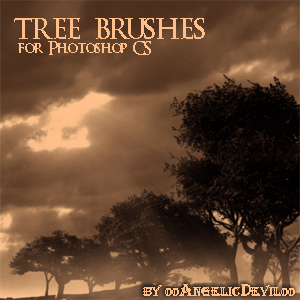 非洲丛林大树、树木、枯树剪影图像PS笔刷下载