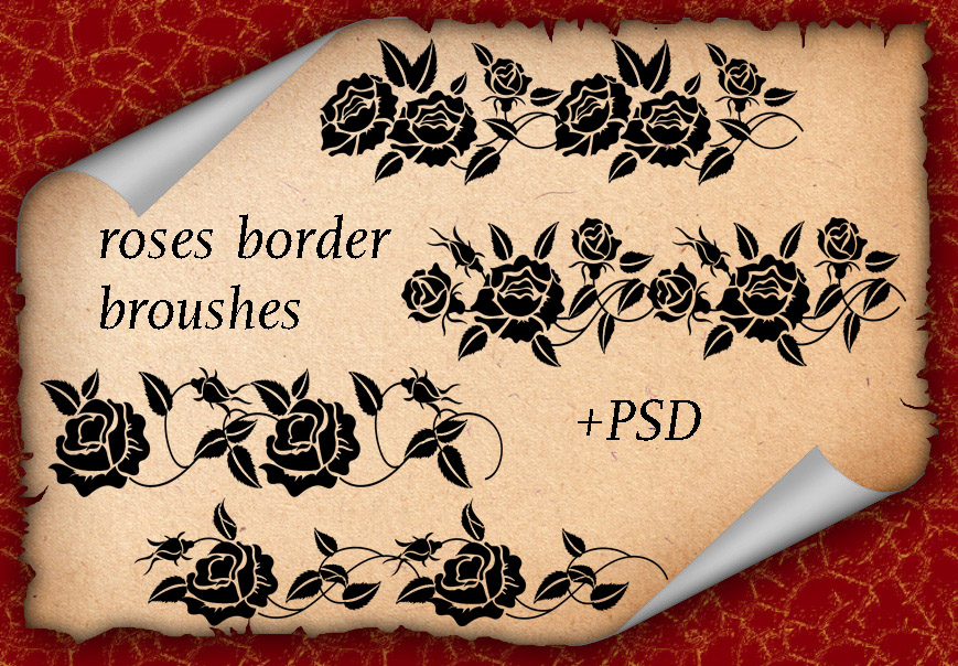 富丽堂皇的玫瑰花印花图案装饰PS笔刷素材下载（含psd源文件素材）