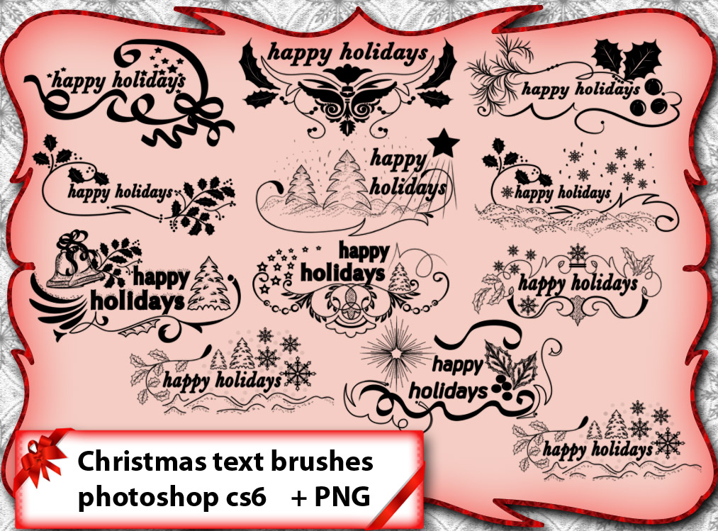 精美的圣诞节文字装饰图案Photoshop笔刷下载
