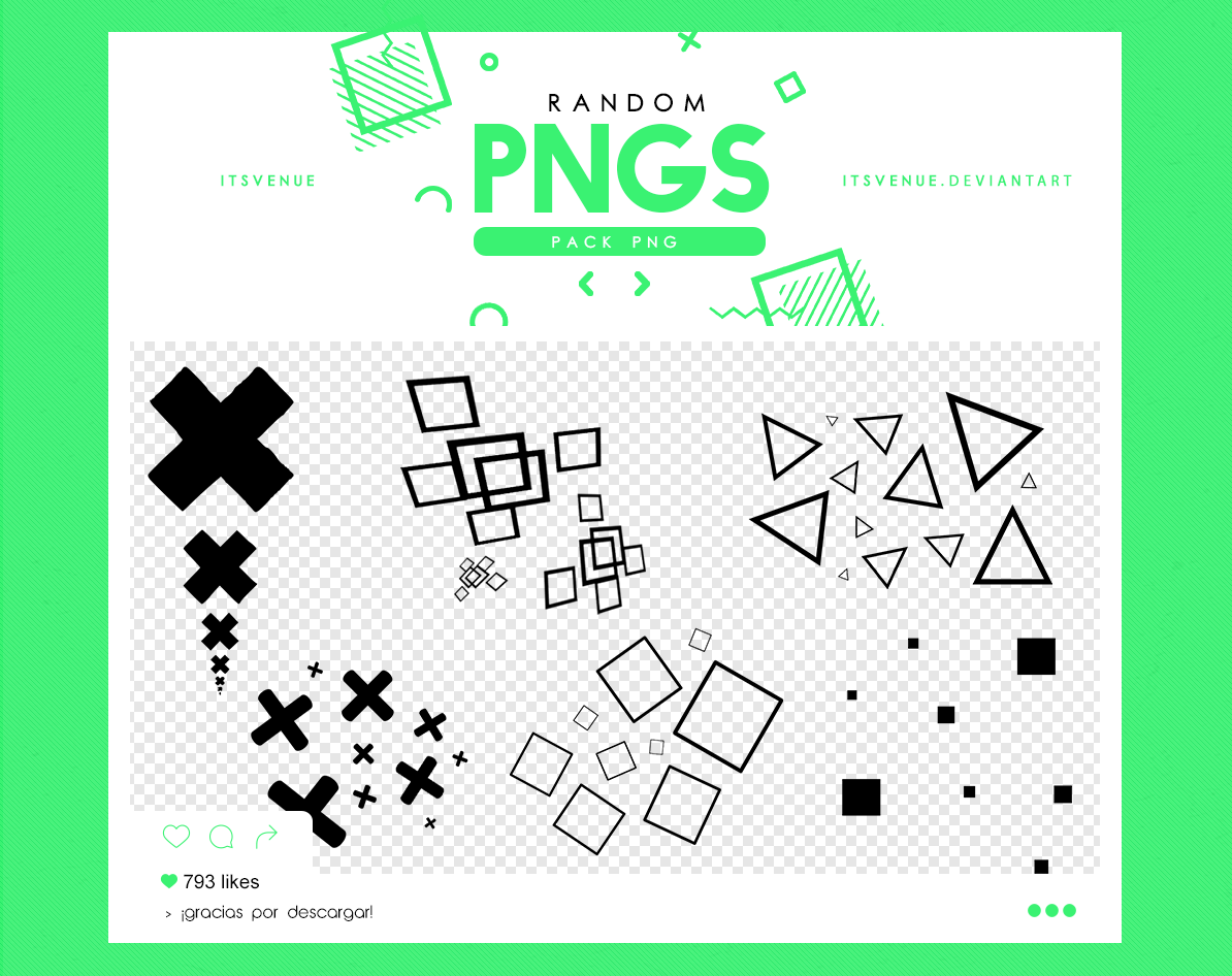 可爱气泡式十字图案、正方形符号、三角形背景装饰PS笔刷素材（PNG图片格式）