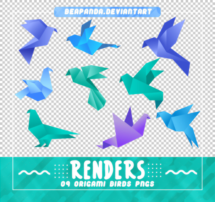 折纸风格造型的飞鸟、鸽子图案PS笔刷素材