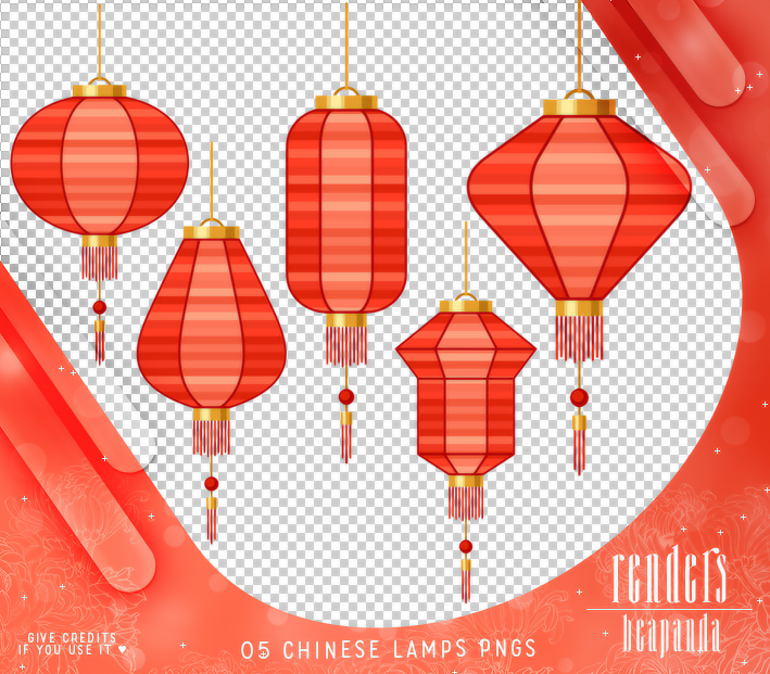 中国传统风格红灯笼PS笔刷素材（PNG图片素材）