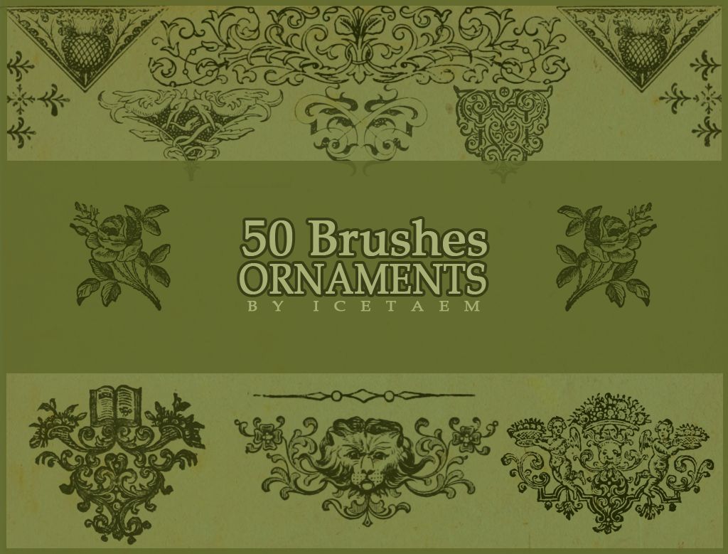 50种复古手绘印花系列PS笔刷素材