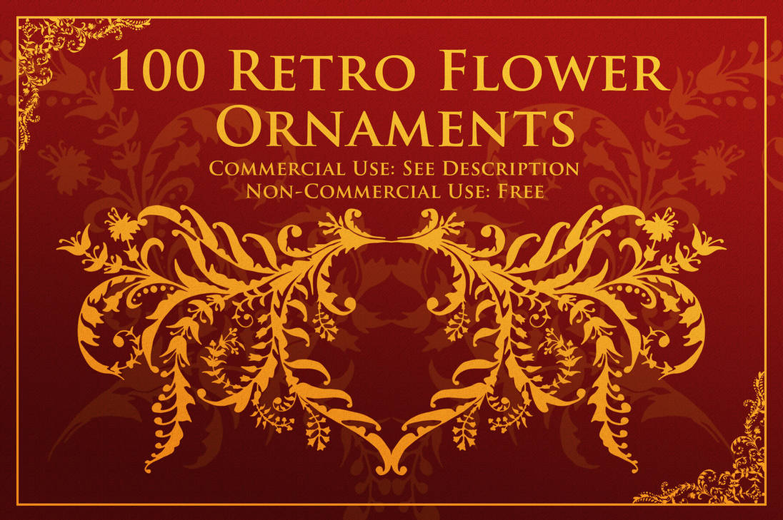 100种复古植物印花、花卉图案PS笔刷素材