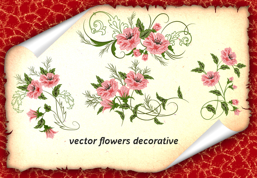 盛开的鲜花花纹图案PS笔刷素材（PNG透明格式）