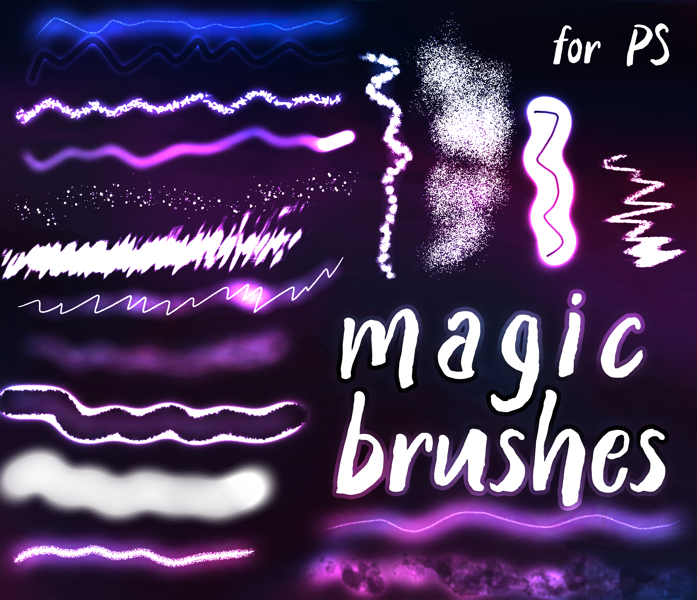 免费的魔法发光线条荧光线条ps笔刷素材