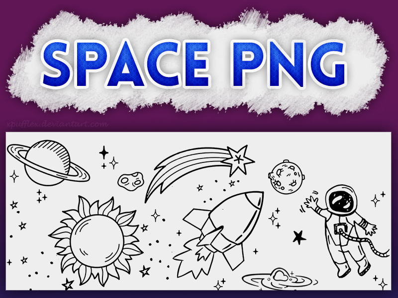 涂鸦卡通宇宙星球图案PS笔刷（PNG图片格式）