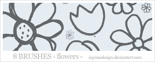 童趣涂鸦手绘花朵花纹PS笔刷